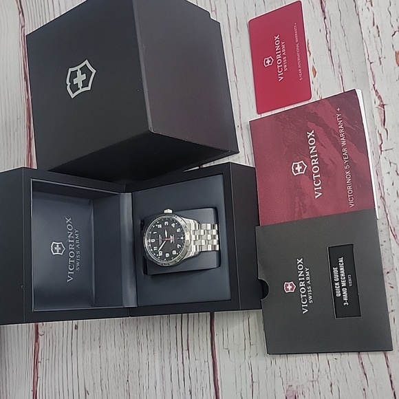 Victorinox Air Boss Mechanical Silver and Black Men's Watch - Picture 4 of 12